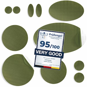 Repair Patches for Down Jackets, Puffer Coats, Waterproof, Self-Adhesive, Pre-Cut, Tear-Cold-Heat-Resistant, Polyester (OLIVE GREEN, 11 Pcs)