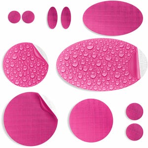 Down Jacket Repair Patches (DARK PINK, 11 Pieces) Pre-Cut, Self-Adhesive, Waterproof, Tear-Resistant, Fix Holes in Tents, Puffers, Shoes