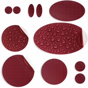 Repair Patches for Puffer Jackets (BURGUNDY, 11 Pieces) Self-Adhesive, Waterproof, Tear-Resistant, Fix Holes in Tents, Shoes, Down Clothing