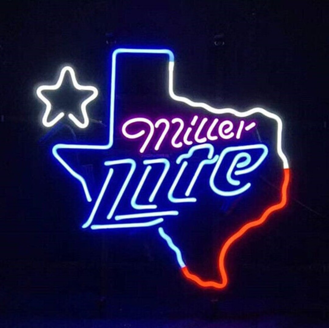Light up Texas Map Miller Lite Star Sign Vintage Style Etsy