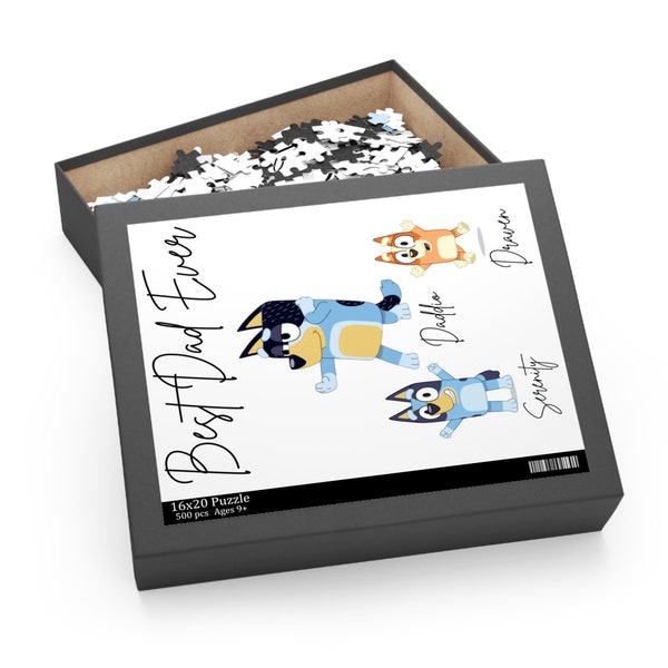Personalized fathers day puzzle custom Bandit father day jigsaw puzzle bluey themed for trendy fathers gift with custom name gift for dad