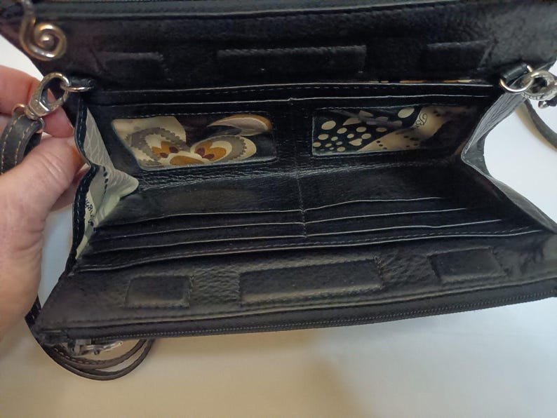 Brighton Braun Croc Geprägte Leder Crossbody Geldbörse Geldbörse Geldbörse Vintage Bild 6