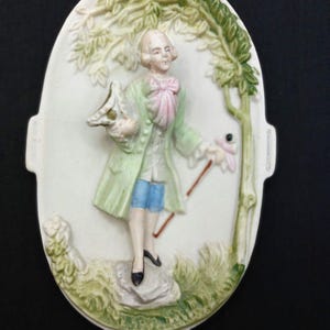 Chase Occupied Japan Colonial Man Ceramic Bisque Wall Plaque Vintage