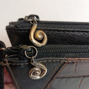 Brighton Braun Croc Geprägte Leder Crossbody Geldbörse Geldbörse Geldbörse Vintage Bild 4