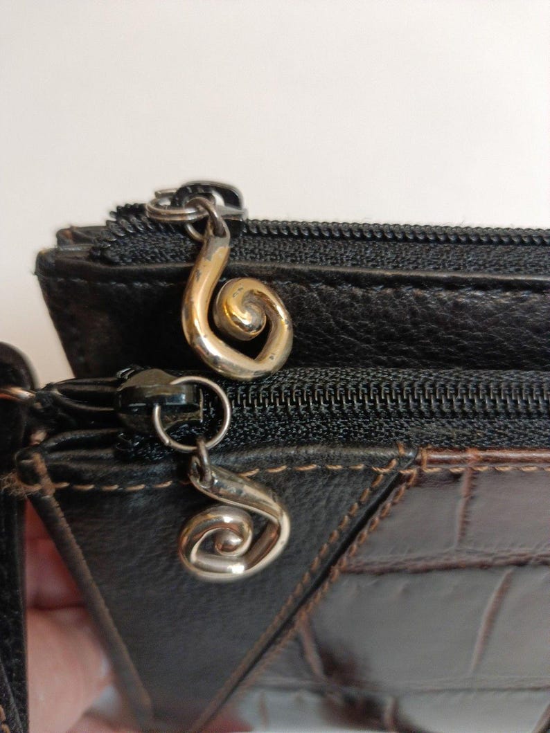 Brighton Braun Croc Geprägte Leder Crossbody Geldbörse Geldbörse Geldbörse Vintage Bild 4