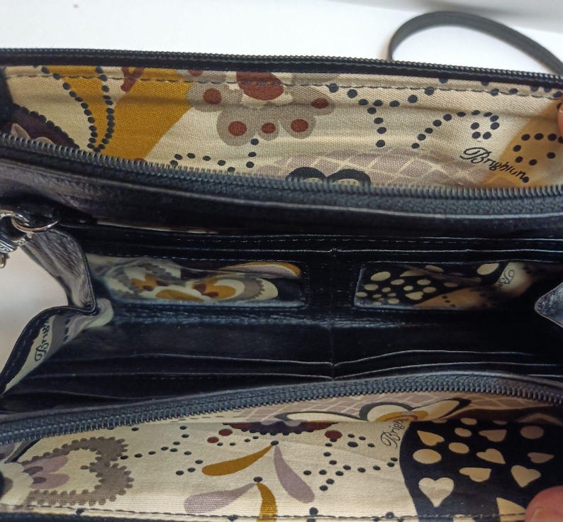 Brighton Braun Croc Geprägte Leder Crossbody Geldbörse Geldbörse Geldbörse Vintage Bild 10