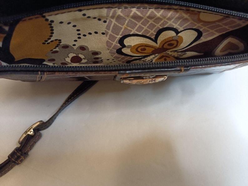 Brighton Braun Croc Geprägte Leder Crossbody Geldbörse Geldbörse Geldbörse Vintage Bild 8