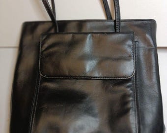 Vintage Scully H501 Hidesign Schwarze Leder Umhängetasche