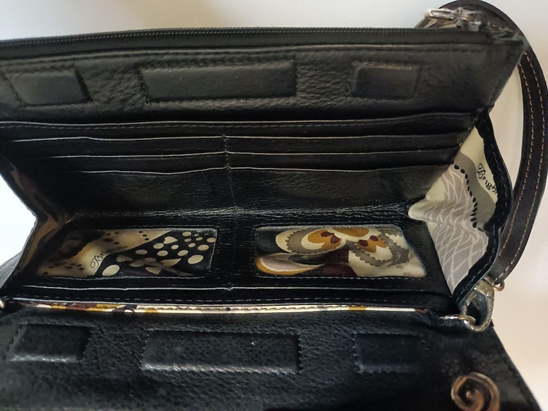 Brighton Braun Croc Geprägte Leder Crossbody Geldbörse Geldbörse Geldbörse Vintage Bild 7