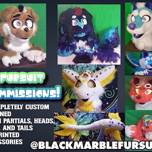 Fursuit Commission - Custom Designed Head, Paws, Tail and Accessories
