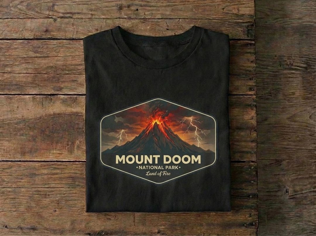 Mount Doom Volcano Patch T-shirt | Fantasy Landscape, Lava Eruption - Etsy