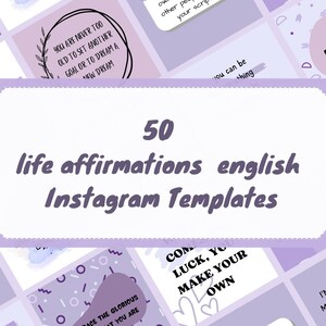 50 life affirmations english Instagram Templates - purple