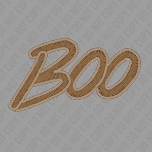 Embroidered Brown Boo Digital Design / PNG