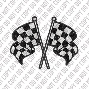 Patch Glitter Checkered Flags Digital Design / PNG