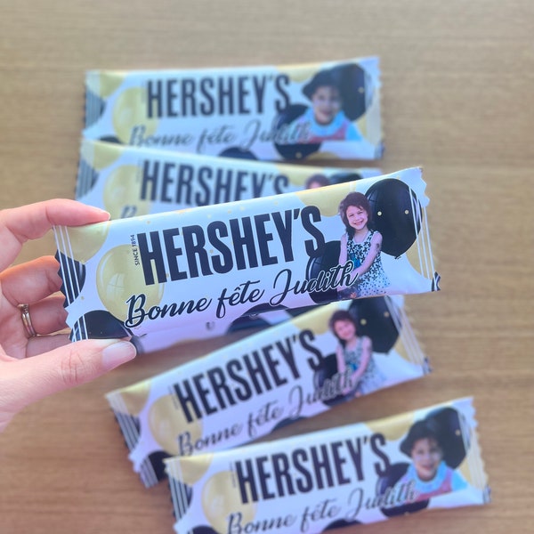 Chocolat Hersheys 100% personnalisé sur votre thème pour les anniversaires, fêtes, shower de bébé, remerciements et entreprises