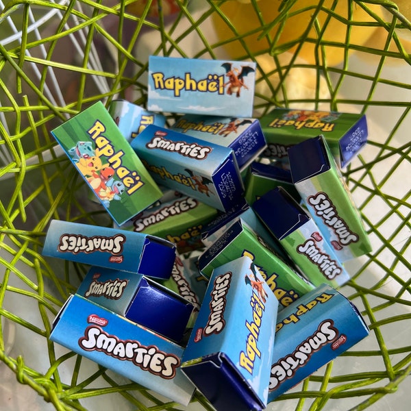 6 Bonbons Smarties 100% personnalisés sur votre thème pour les anniversaires, fêtes, shower de bébé, remerciements et entreprises