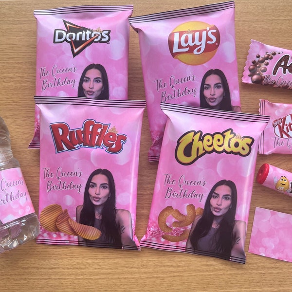 Chips Lay’s, Cheetos, Ruffles, Doritos 100% personnalisées sur votre thème avec prénom pour les anniversaires, fêtes, shower de bébé