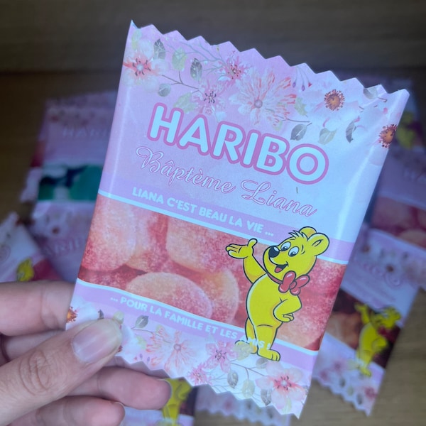 Bonbons Haribo 100% personnalisés sur votre thème pour les anniversaires, fêtes, shower de bébé, remerciements et entreprises