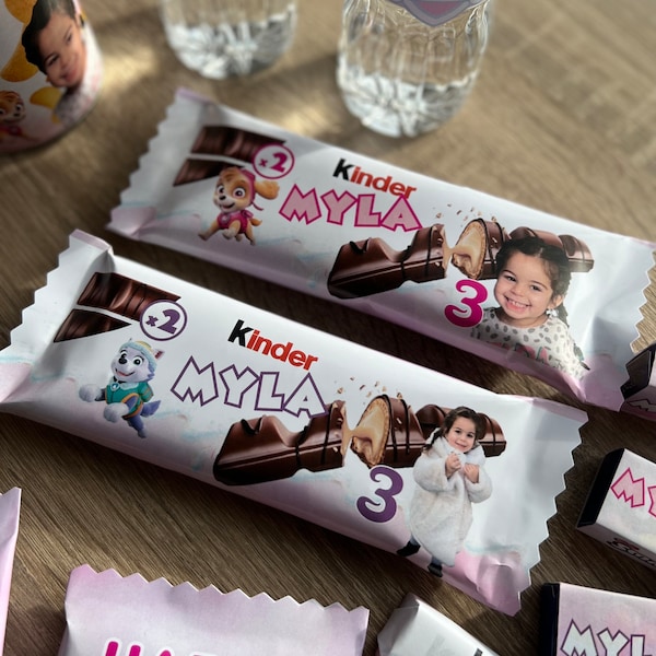 Kinder Bueno 100% personnalisés sur votre thème pour les anniversaires, fêtes, shower de bébé, remerciements et entreprises