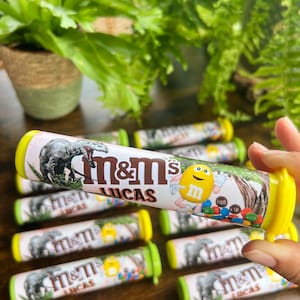 Tubes m&ms mini 100% personnalisés sur votre thème pour les anniversaires, fêtes, shower de bébé, remerciements et entreprises