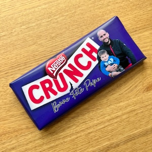 Tablette de chocolat  Crunch 100% personnalisée sur votre thème pour les anniversaires, fêtes, shower de bébé, remerciements et entreprises