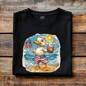Funny 4th of July Duck Shirt, Patriotic Goose Tee, USA Flag T-Shirt, American Animal Shirt, Independence Day Gift for Him Her ASV603-05