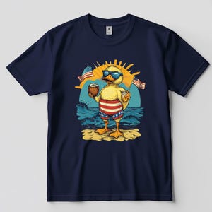 Funny 4th of July Duck Shirt, Patriotic Goose Tee, USA Flag T-Shirt, American Animal Shirt, Independence Day Gift for Him Her ASV602-01