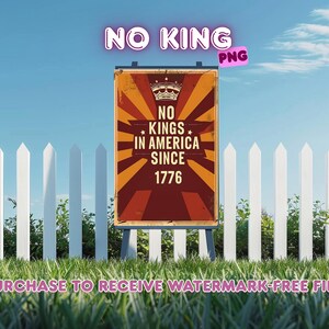 No Kings In America Printable Png, Resist Hate, Anti-DT Resist Racism, Resist Fascism Png for Protest Garden Flag/Yard Sign ASV617-1