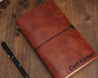 Customized False Leather Journal | Personalised Journal Handmade Engrave Travel Diary Notebook| Handbook Journal with Name | Fast Dispatch
