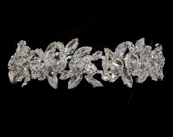 Luxury Crystal Bridal Headband | Silver Leaf Wedding Tiara