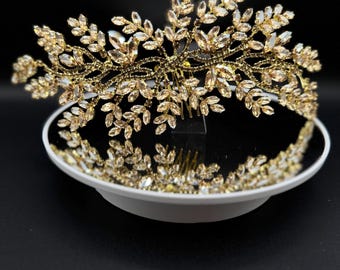 Crystal Bridal Side Comb Gold