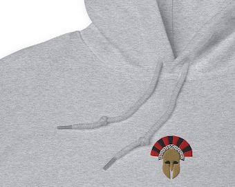 Corinthian Helmet Hoodie – Embroidered Greek Spartan Warrior History Gift Sweatshirt