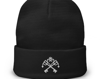 Kingdom Hearts Keyblade Beanie – gestickte Herzkrone mit gestickter Herzkrone, feiner Strickhut