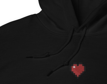Minecraft Heart Hoodie – Embroidered Pixel Subtle Gamer Gift Sweatshirt