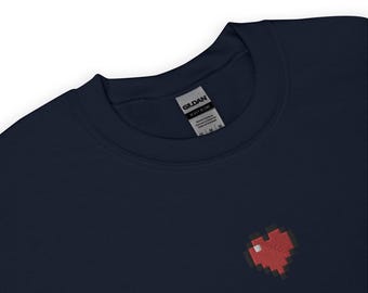 Minecraft Heart Sweater – Embroidered Pixel Subtle Gamer Gift Sweatshirt