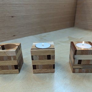 Individual Wooden Tea Light Candle Holders | Multi-Wood