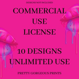 Kommerzielle Nutzungslizenz für kleine Unternehmen und physische Produkte, 10 Designs, unbegrenzte Nutzung, kommerzielle Nutzungslizenz