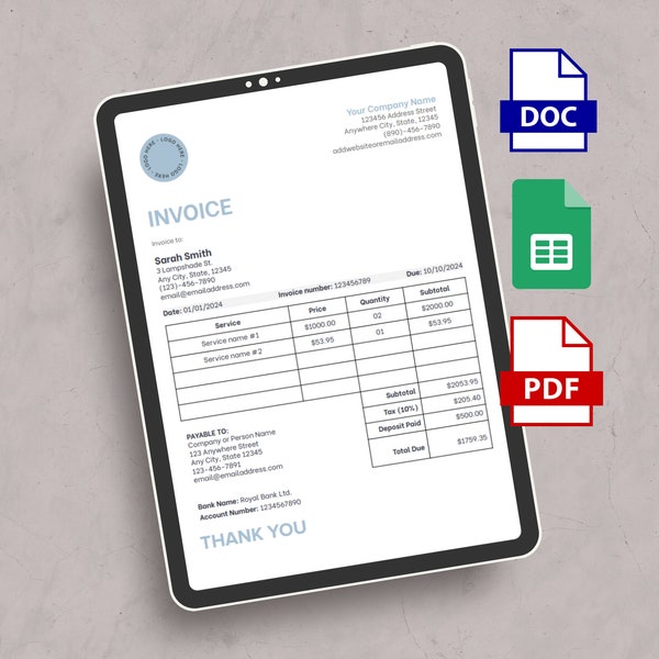 Word Invoice Template Google Docs Invoice Excel Template Invoice Small Business Invoice Templates Google Sheets Invoice Template Editable