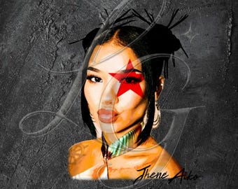 Jhene Aiko Red Star Graphic T-Shirt Design PNG (Instant Download)