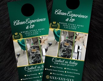 Luxury Green Gold Door Hanger Template | Business Marketing Flyer (Digital Download)