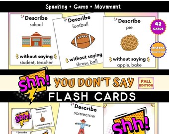 Fall Vocabulary Card Game: 'Shh! You Don't Say' Flashcards (Printable)