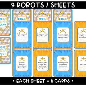 Rogue Robot movement flashcards for kids Printable movement active play learning game Educational STEM movement activities
Sci-fi exercise fitness cards
Printed robot action card game
Kids' robotic challenge
Robot-themed brain break activity cards
