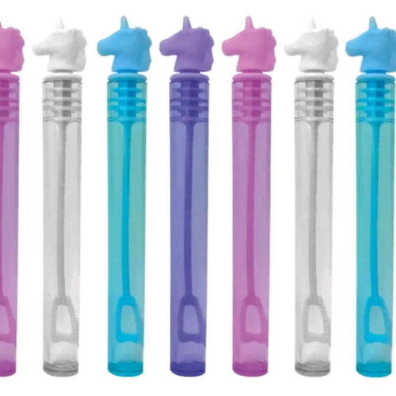 Lot De 12 Tubes à Bulles Licorne 10,5 Cm - 4 Ml Solution, 4 Couleurs Pastel, Pour Fêtes Enfants
