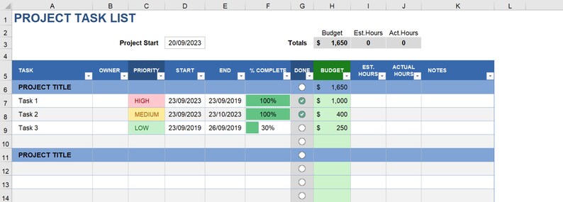 Project Task List Template - Etsy