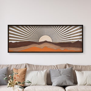 Sunset Sunrise Boho Wood Wall Art | Laser Cut Wall Art | Sunset Framed Wall Hanging