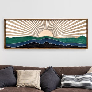 Sunset Sunrise Boho Wood Wall Art | Laser Cut Wall Art | Sunset Framed Wall Hanging