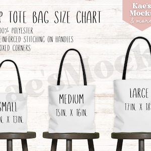 AOP Tote Bag Size Chart, Minimalist Mockup Bundle, All Over Print Tote Bags, Sizing Chart Template, Digital Mock up, Business Digital Image