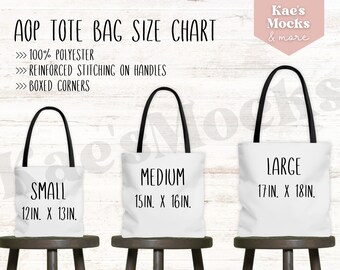 AOP Tote Bag Größentabelle Mockup Bundle (Digitaler Download)
