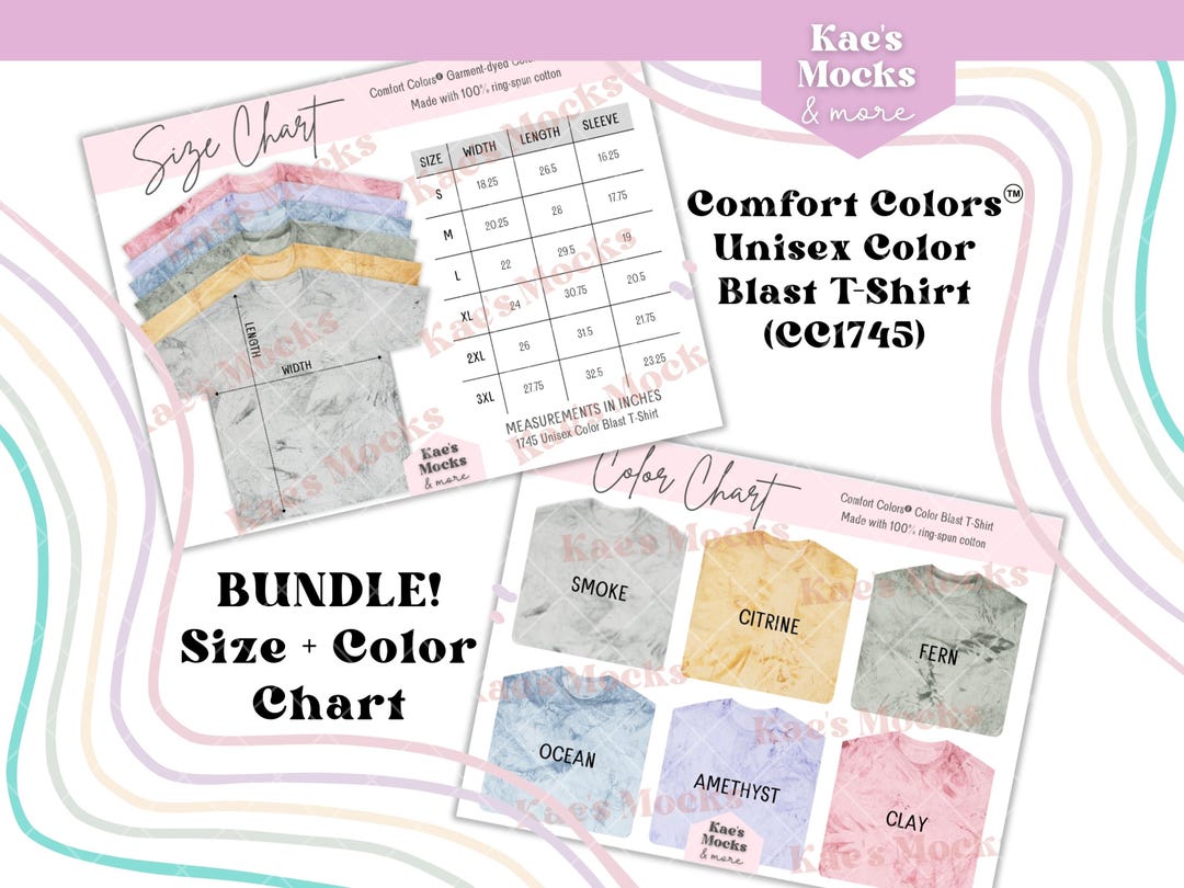 Comfort Colors 1745 Color Chart, CC1745 Color Options, Unisex Color ...