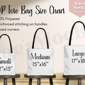 AOP Tote Bag Size Chart Mockup, All Over Print Tote Bags, Sizing Chart Template, Digital Mock up, Business Digital Image